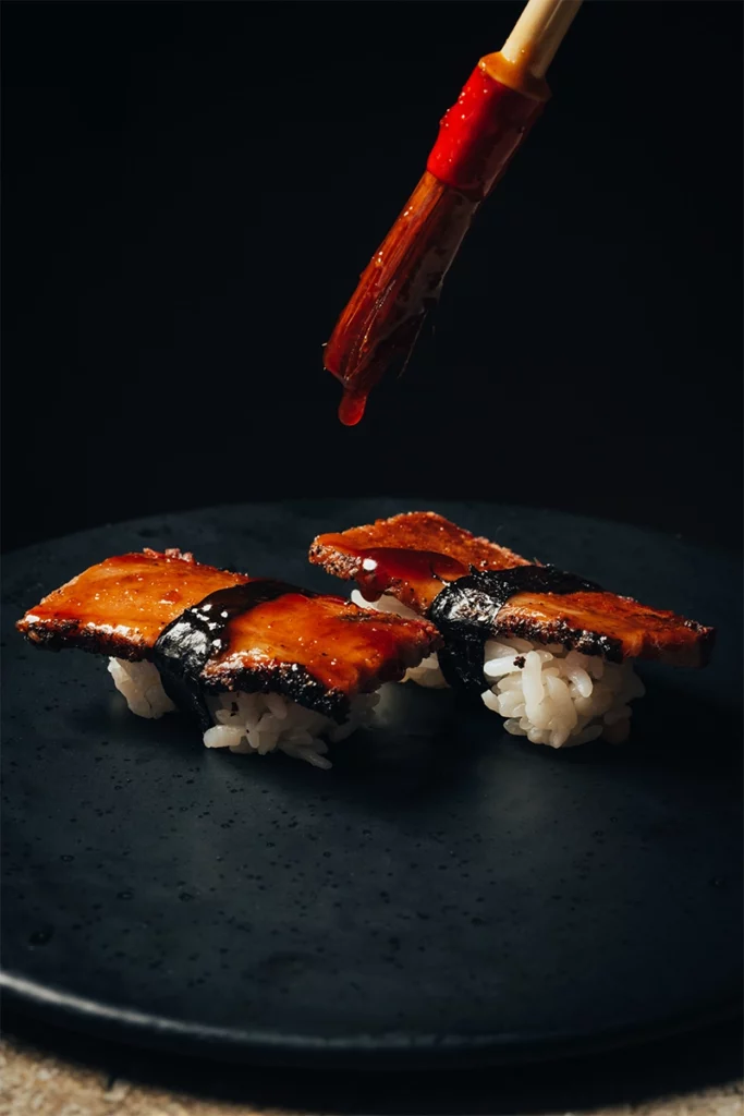 Sealey incorporates his culinary past into his present dishes, like in his Brisket Nigiri: the brisket reflects his time owning a barbecue spot and the elegant nigiri roll shows off his elevated palette, enhanced by his time at a modern Japanese restaurant. 