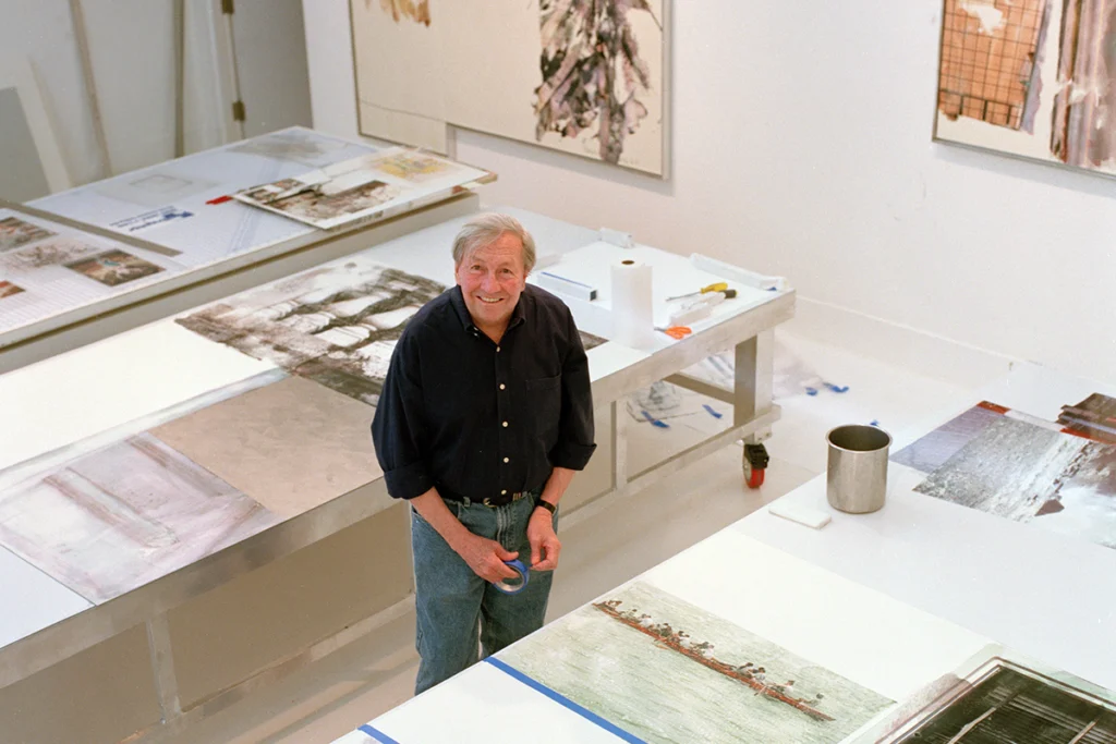 This Famed Artist Found Refuge on a Tiny Island in Florida 4 Bob Rauschenberg standing in his gallery.