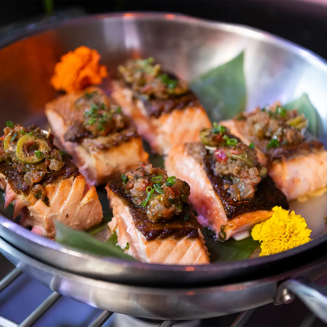 A colorful seafood dish.