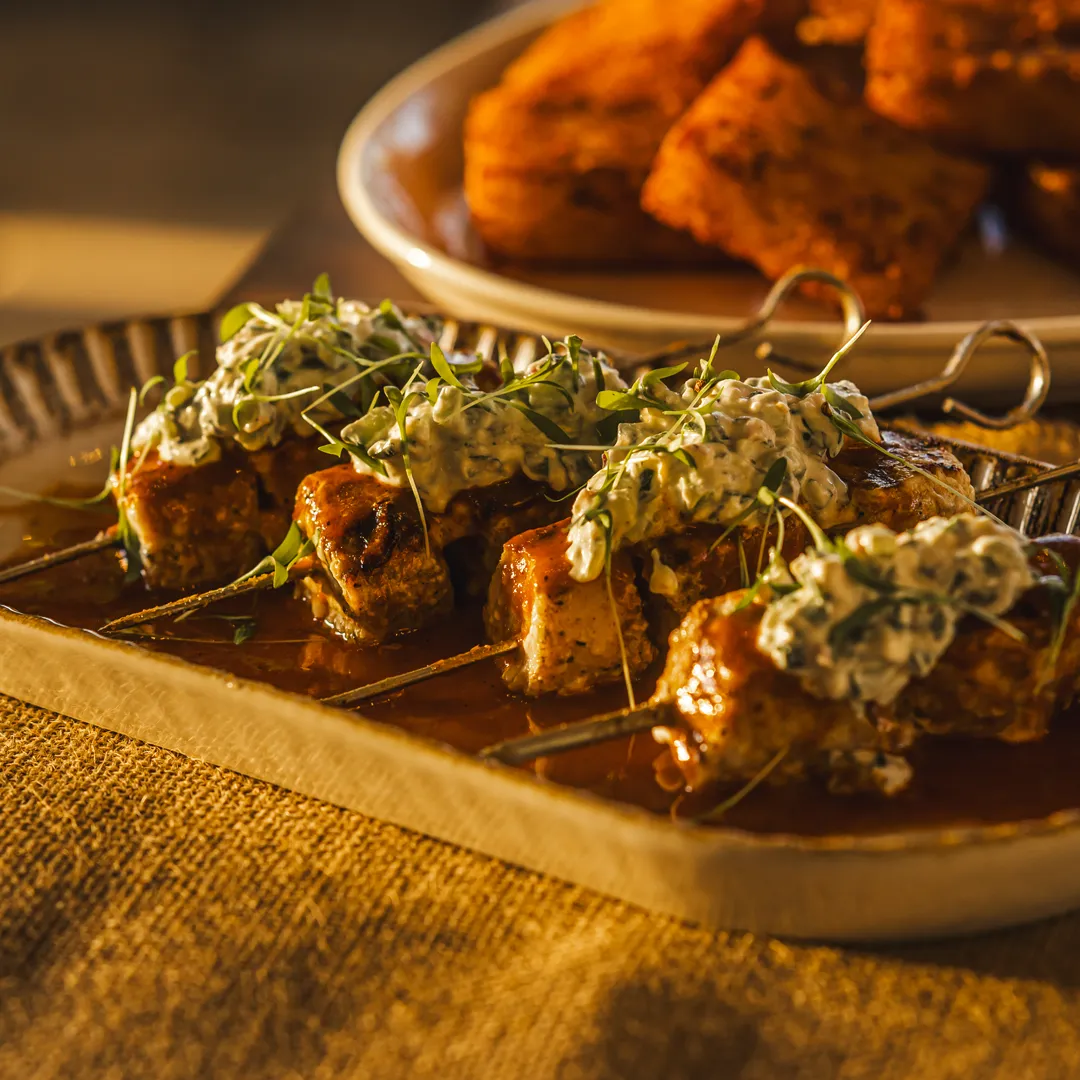 Shawarma marinated skewers.